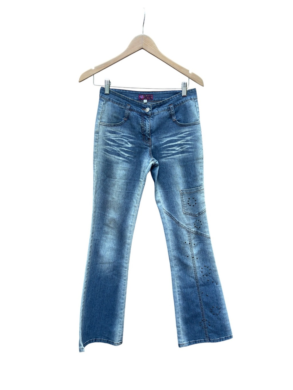 Vintage Y2K S.O.B. DENIM Metallic Star-Studded Cargo Jeans